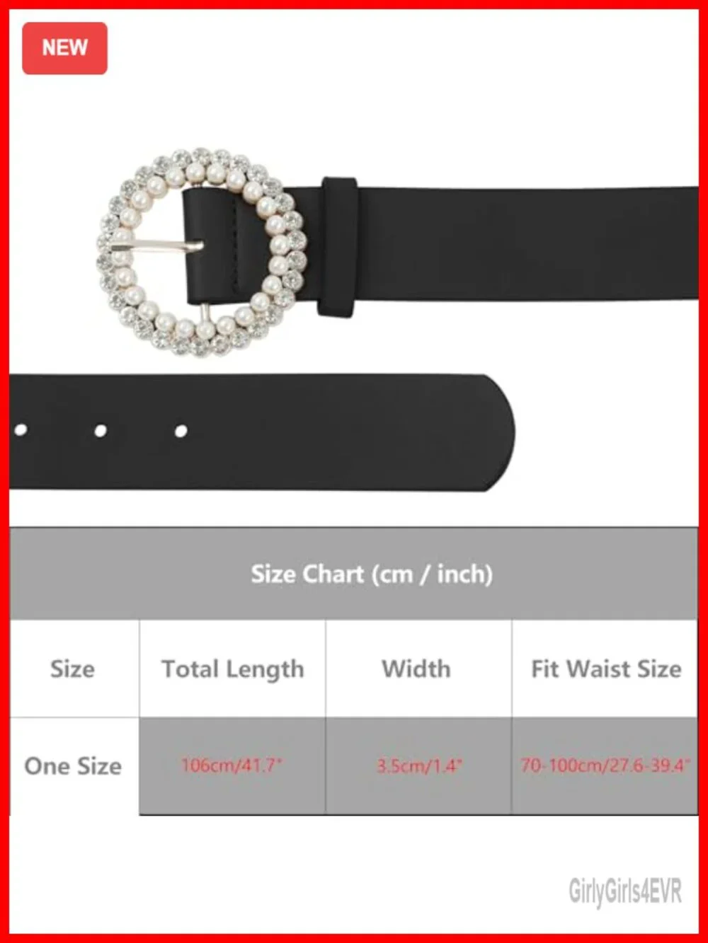 Women's Faux Leather Belt with Rhinestone Buckle for Dresses